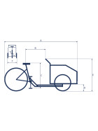 Transportdreirad mit Frontbox vorne, Heckträger für Box 40x30 cm